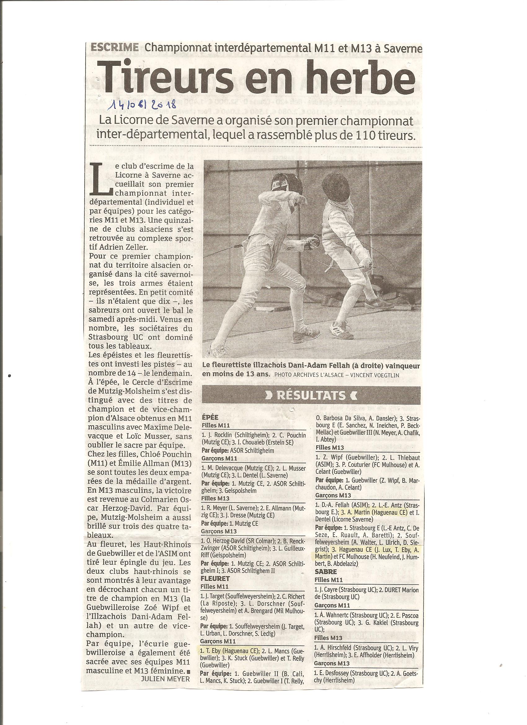 club d escrime de haguenau